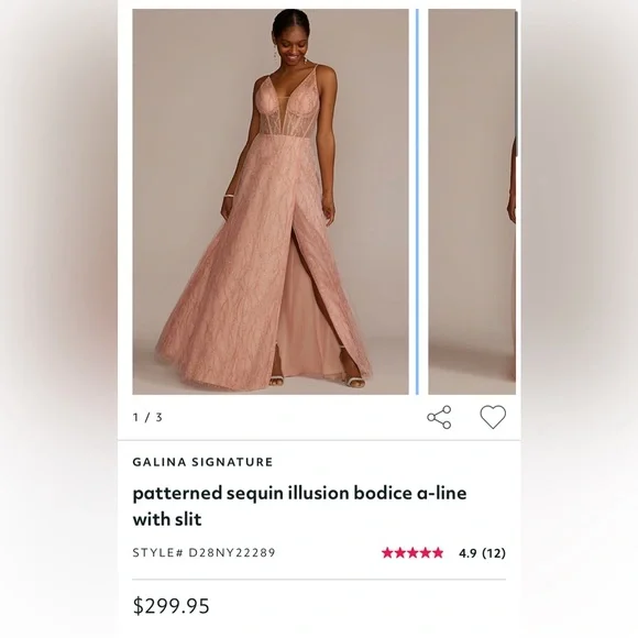 Ligh pink bodice a line dress with high slit size 8 perfect condition - Picture 4 of 4